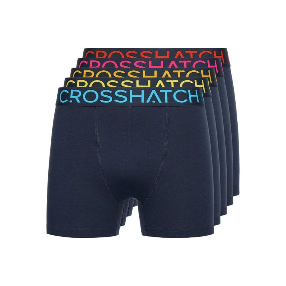 Crosshatch Mens Chasma Boxer Shorts (Pack of 5) / Navy